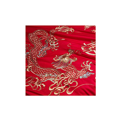 SHANGDIE Dragon and phoenix love wedding wedding bedding four sets（Customized products, specific price ask customer service）Cotton 4-piece embroidery set dragon phoenix wedding room bed 4-piece set