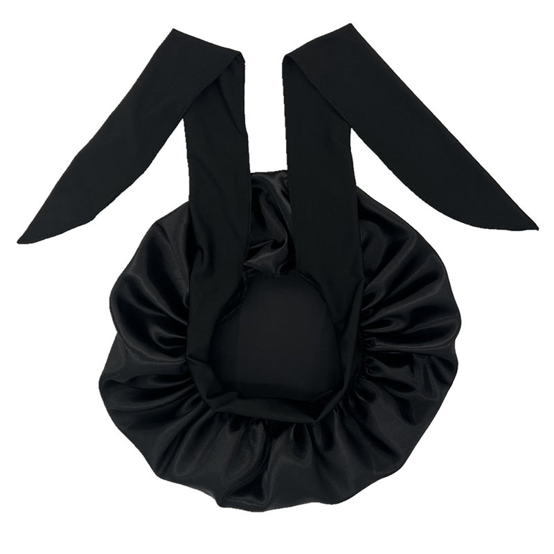 ZHENYANG Long strap adjustable sleeping cap   Long hair nightcap with bow tie