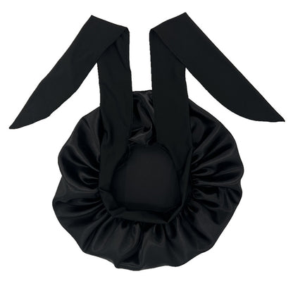 ZHENYANG Long strap adjustable sleeping cap   Long hair nightcap with bow tie