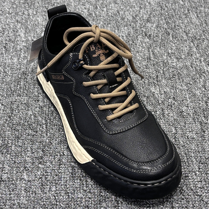 YONGJIA Spring new leather head layer cowhide fashion single shoes men's shoes all comfortable sports casual shoes (85711-1)
