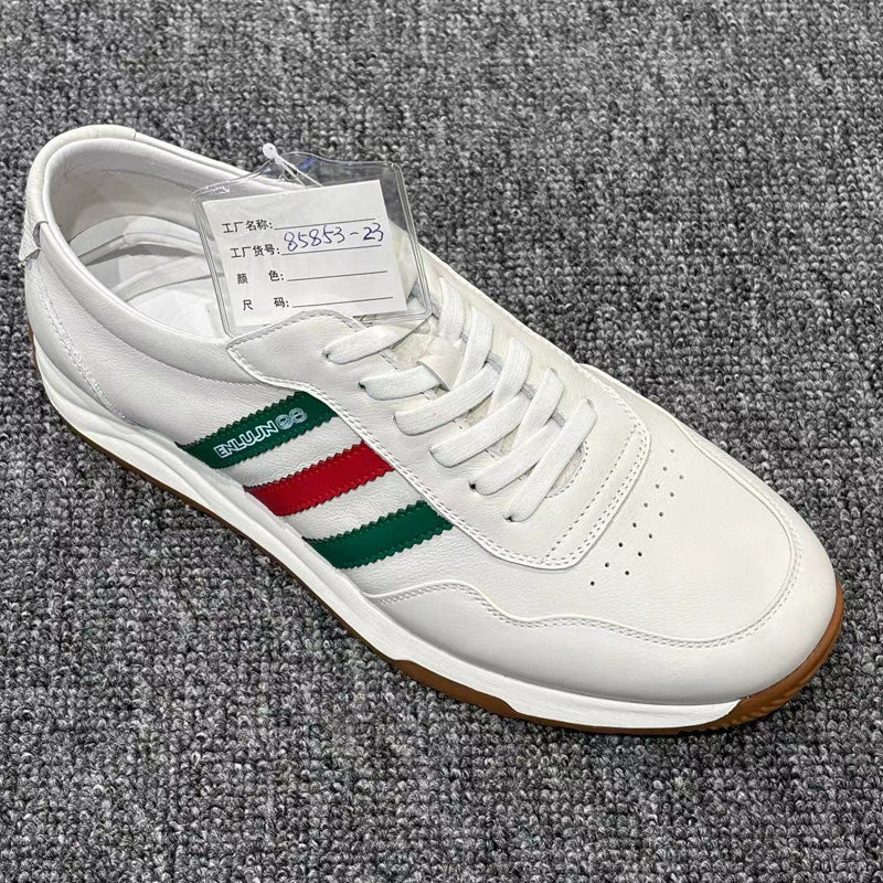 YONGJIA Spring new leather head layer cowhide Gump shoes fashion single shoes men's shoes all match flat comfortable sports casual shoes (85853-23)