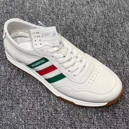 YONGJIA Spring new leather head layer cowhide Gump shoes fashion single shoes men's shoes all match flat comfortable sports casual shoes (85853-23)