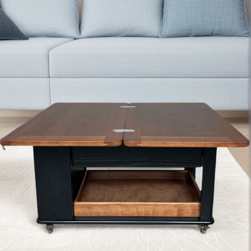 TONGLI coffee table   Solid wood coffee table living room  Rectangular Storage Coffee Table