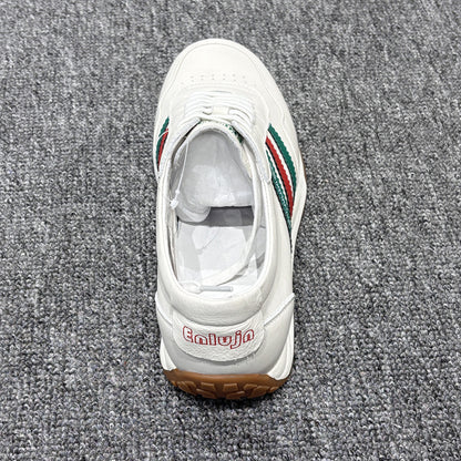 YONGJIA Spring new leather head layer cowhide Gump shoes fashion single shoes men's shoes all match flat comfortable sports casual shoes (85853-23)