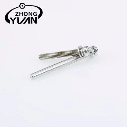 ZHONGYUAN Wholesale cross pan head three combination screw round head combination stainless steel screw furniture fastening fittings（Ask customer service for specific prices）Cross round head with flat spring washer bolt