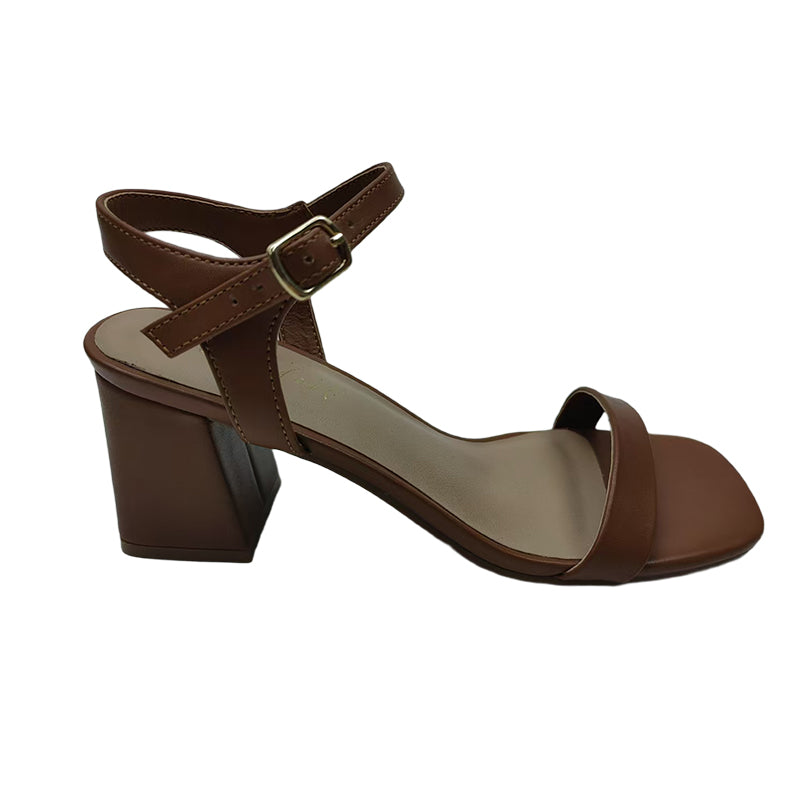 XINHAO Chunky heeled sandals（Ask customer service for specific prices）one-piece button  Soft Leather Peplum