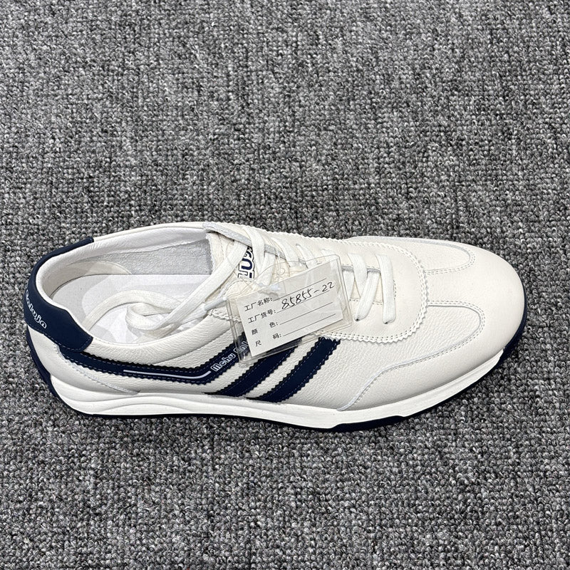 YONGJIA Spring new leather head layer cowhide Gump shoes fashion single shoes men's shoes all match flat comfortable sports casual shoes (85855-22)