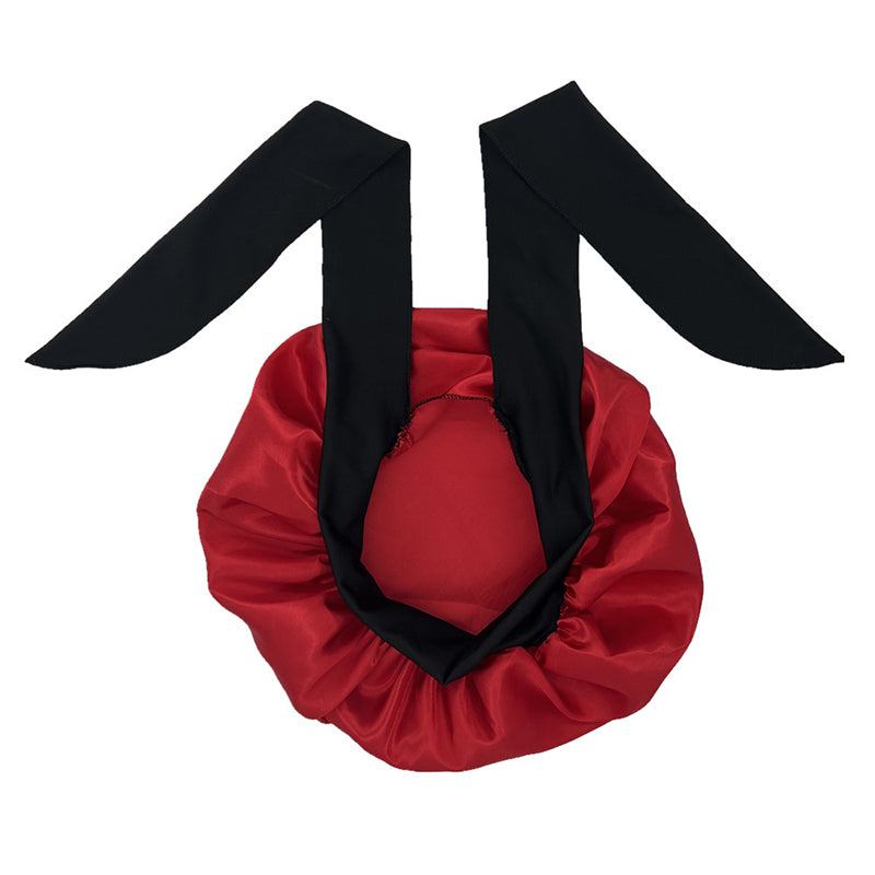 ZHENYANG Long strap adjustable sleeping cap   Long hair nightcap with bow tie
