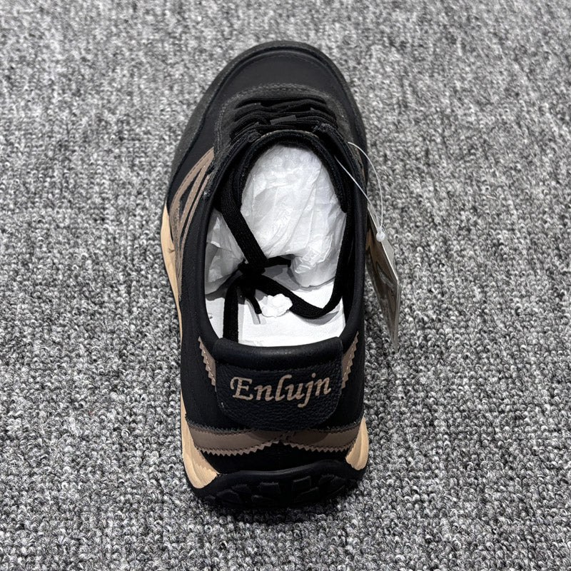 YONGJIA Spring new leather head layer cowhide fashion single shoes men's shoes All match flat comfortable sports casual shoes (85835-61)  Low top non-slip soft sole