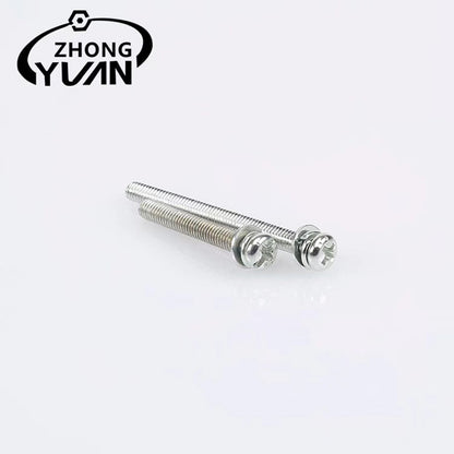 ZHONGYUAN Wholesale cross pan head three combination screw round head combination stainless steel screw furniture fastening fittings（Ask customer service for specific prices）Cross round head with flat spring washer bolt
