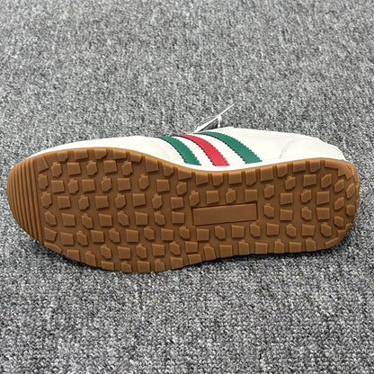 YONGJIA Spring new leather head layer cowhide Gump shoes fashion single shoes men's shoes all match flat comfortable sports casual shoes (85853-23)
