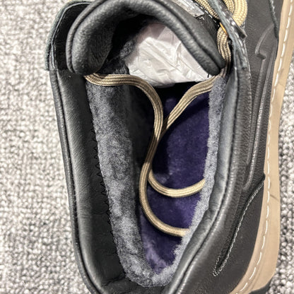 YONGJIA Winter high top leather head layer cowhide wool thick warm men's shoes Casual and comfortable outdoor work shoes (85913-1M) Velvet goes with everything