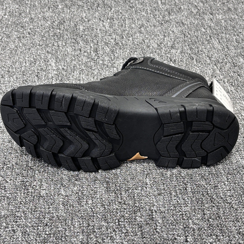 YONGJIA Winter high top leather head layer cowhide wool thick warm men's shoes Casual comfortable men's leather boots (66862-1M)