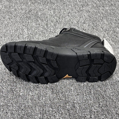 YONGJIA Winter high top leather head layer cowhide wool thick warm men's shoes Casual comfortable men's leather boots (66862-1M)