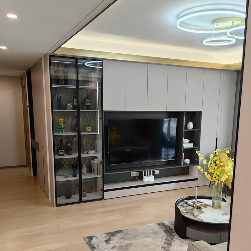 HUIBANG Simple Luxury Series Wooden Wine Cabinet（Products can be customized, price ask customer service）Solid wood multi-layer wine cabinet  Door Control Sensor Light with Book Wine Cooler