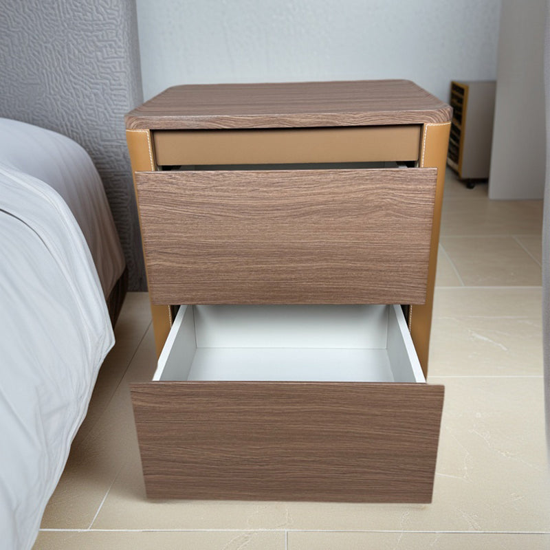 TONGLI Khaki Bedside Table（Ask customer service for specific prices）Bedside Organizer  Minimalist Leather Storage