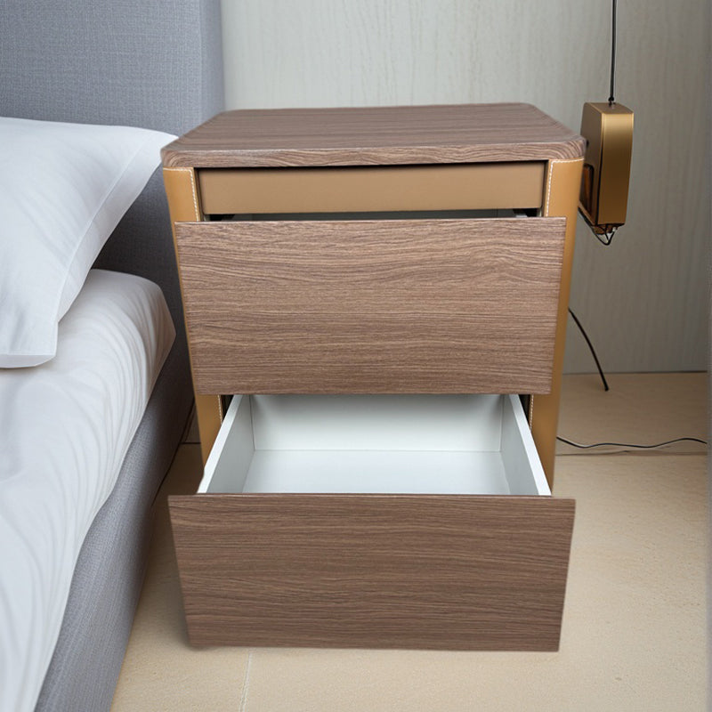 TONGLI Khaki Bedside Table（Ask customer service for specific prices）Bedside Organizer  Minimalist Leather Storage