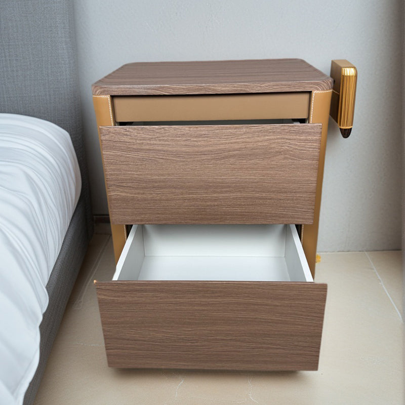 TONGLI Khaki Bedside Table（Ask customer service for specific prices）Bedside Organizer  Minimalist Leather Storage