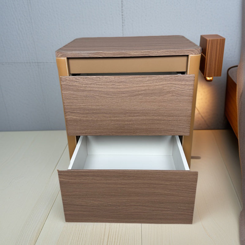 TONGLI Khaki Bedside Table（Ask customer service for specific prices）Bedside Organizer  Minimalist Leather Storage