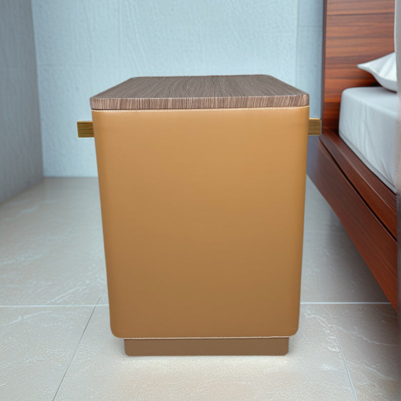 TONGLI Khaki Bedside Table（Ask customer service for specific prices）Bedside Organizer  Minimalist Leather Storage