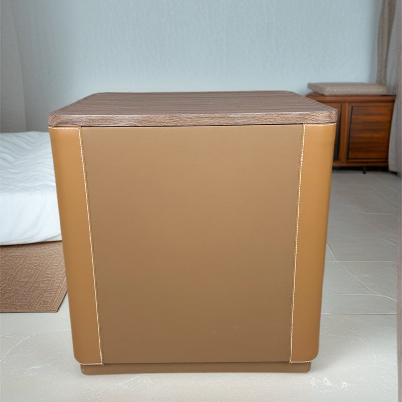 TONGLI Khaki Bedside Table（Ask customer service for specific prices）Bedside Organizer  Minimalist Leather Storage