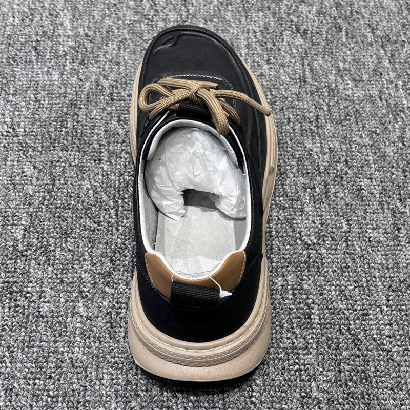 YONGJIA Spring new leather head layer cowhide fashion single shoes men's shoes All comfortable sports casual shoes (85011-1)  Low help simple soft bottom