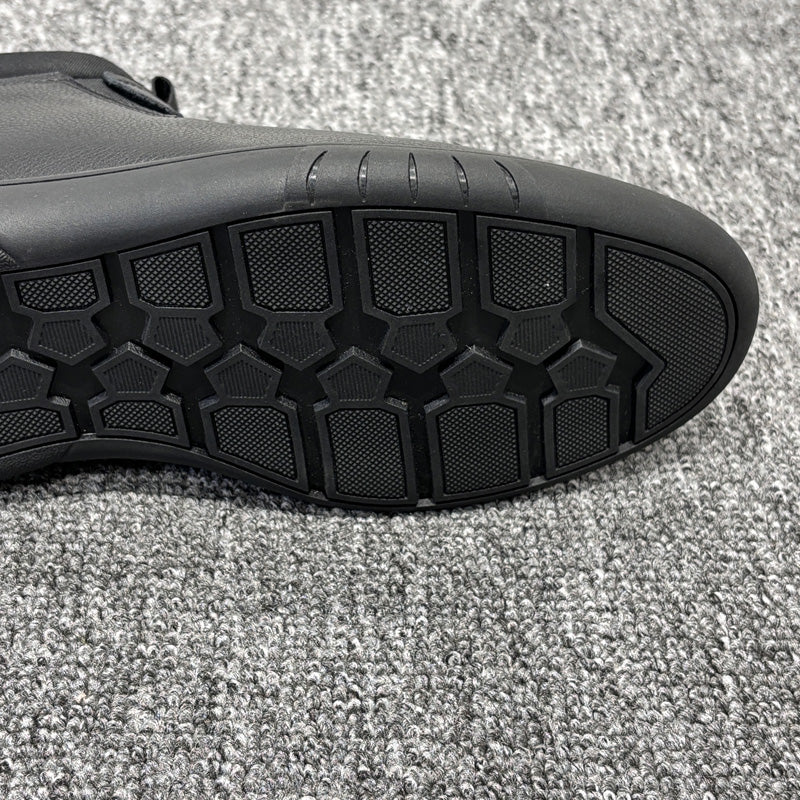 YONGJIA Winter high top leather top layer cowhide wool thick warm men's shoes Casual comfortable zipper set foot soft soled shoes (66927-1M)Velvet goes with everything