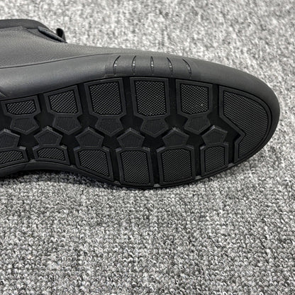 YONGJIA Winter high top leather top layer cowhide wool thick warm men's shoes Casual comfortable zipper set foot soft soled shoes (66927-1M)Velvet goes with everything