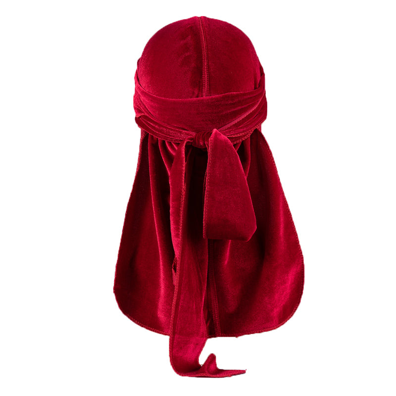 ZHENYANG Flannelette Pirate Hat for Men Long Tail Turban (4803)  Sweat wicking hip-hop bounce