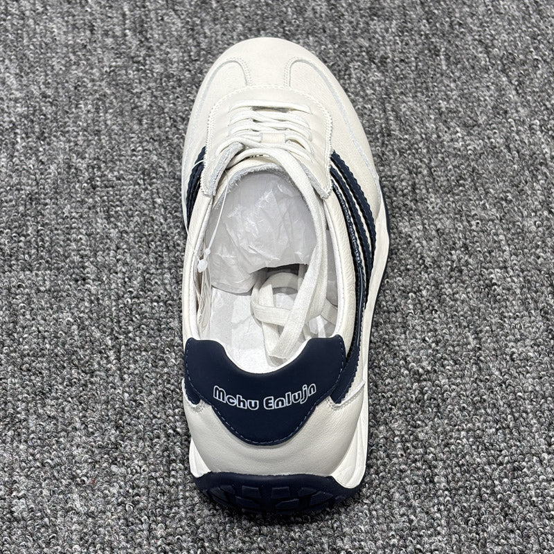 YONGJIA Spring new leather head layer cowhide Gump shoes fashion single shoes men's shoes all match flat comfortable sports casual shoes (85855-22)