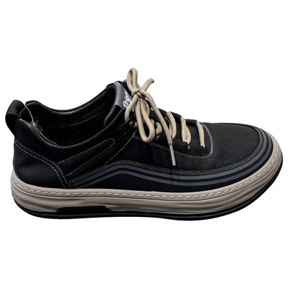 YONGJIA Spring new leather head layer cowhide fashion single shoes men's shoes all comfortable sports casual shoes (85280-1)  Low help simple soft bottom