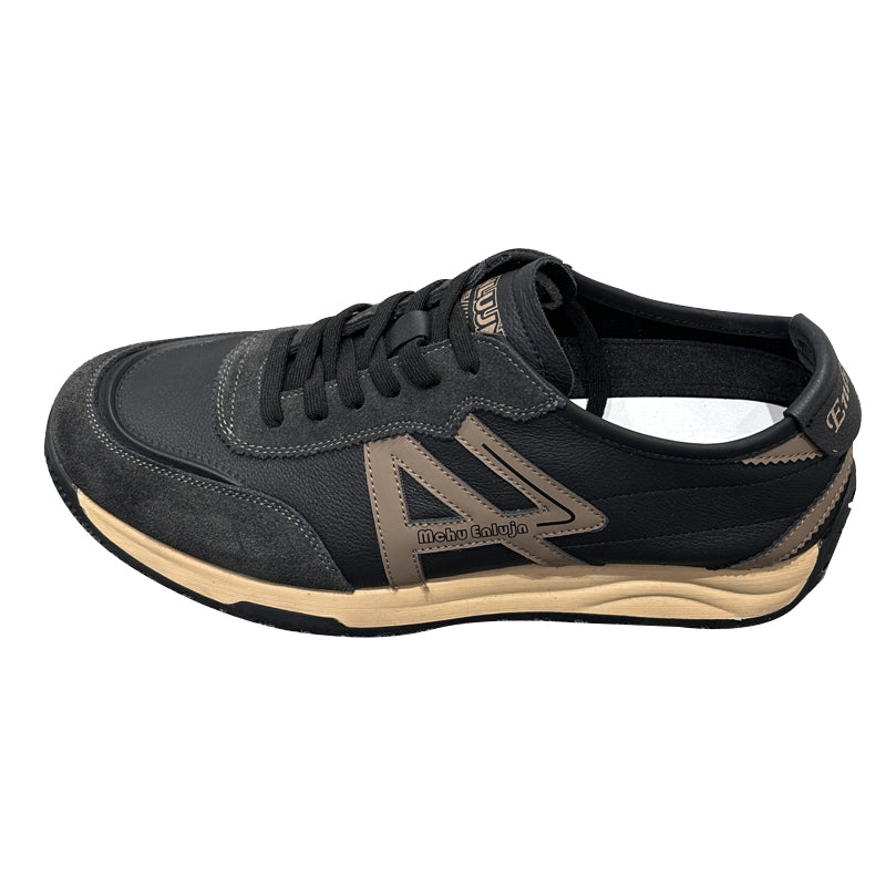 YONGJIA Spring new leather head layer cowhide fashion single shoes men's shoes All match flat comfortable sports casual shoes (85835-61)  Low top non-slip soft sole