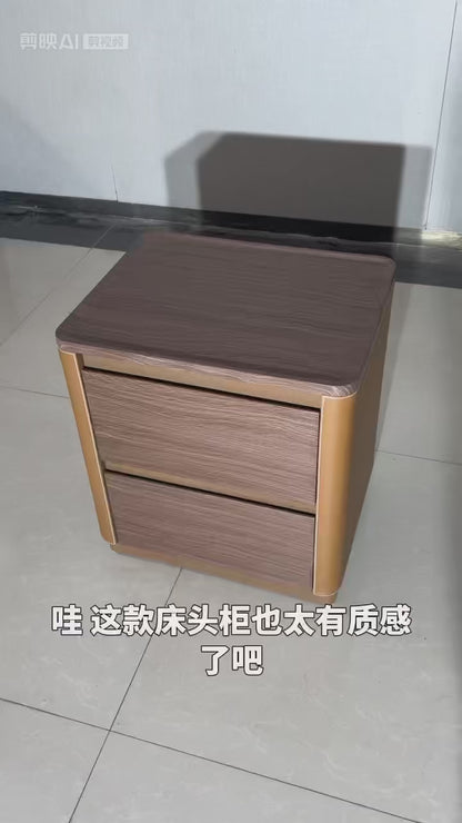 TONGLI Khaki Bedside Table（Ask customer service for specific prices）Bedside Organizer  Minimalist Leather Storage